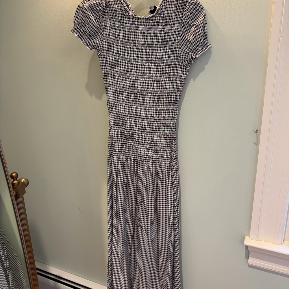 Reformation Black and White Gingham Midi Dress